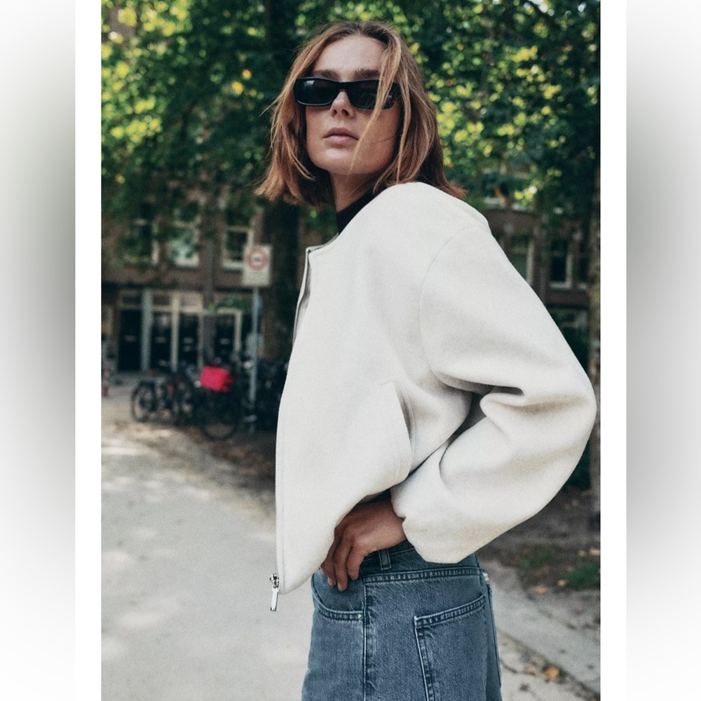 Zara Soft Bomber Jacket with Elastic waist - New - Picture 13 of 17